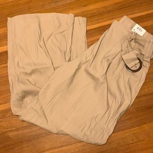 Wide leg khaki colored pants